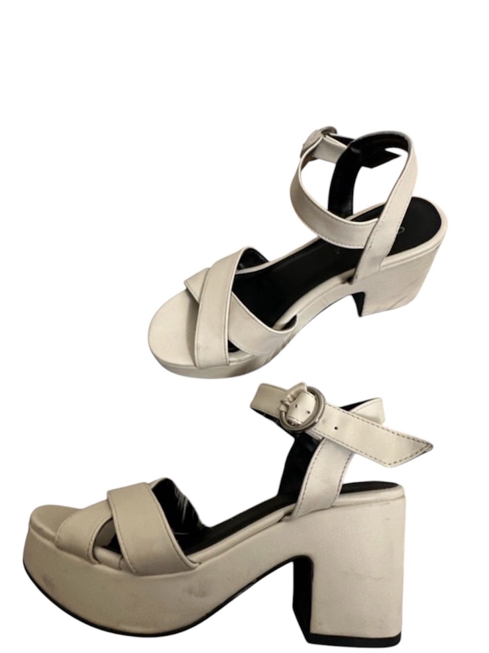 Women’s Cream Ankle-Strap Platform Sandals